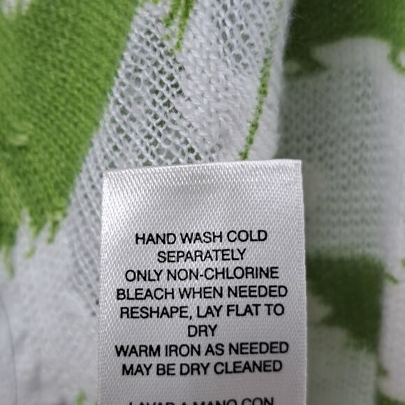 Chico's Tianna Cardigan 1 M Ikat Burnout Open Front 3/4 Sleeve Knit Green White - Picture 9 of 9